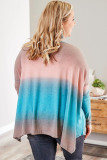 Sky Blue Plus Size Painted Poncho Top