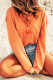 Orange Acid Wash Buttoned Pullover Sweatshirt