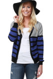 Blue Striped Sweater Cardigan