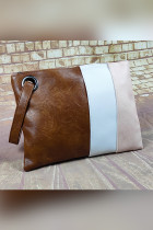 Color Block Zipper PU Handbag MOQ 3pcs
