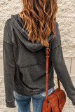 Gray Zipped Front Stitching Hooded Sweatshirt