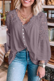 Purple Crochet Lace Button Top