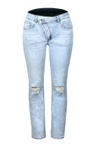 Light Blue High Waist Ripped Skinny Jeans
