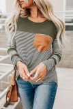 Green Pinstripe Patch Pocket Top
