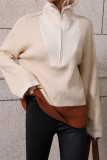 Half Zipper Color Block Pullover Sweaters