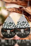 Striped Leopard Walen Printed PU Earrings MOQ 5pcs