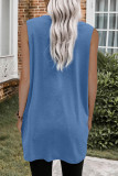 Blue CHILL Letters Graphic Tank with Pockets
