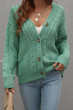 Open Front Button Cable Knit Cardigan