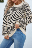 Zebra Stripes Print Long Sleeve Sweater