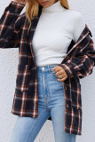 Button Pockets Plaid Shacket Coat