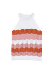 Orange Knit Colorblock Tank Top
