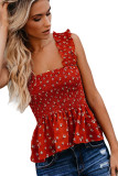 Red Floral Smock Tank