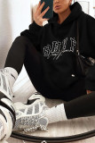 Letter Printed Kangaroo Pockets Hoodie Sweatshirt
