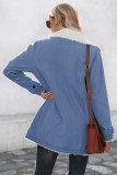 Sky Blue Lapel Collar Button Fleece Jacket