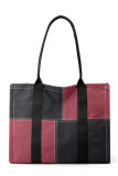 Color Block Big Capacity Canvas Tote Bag MOQ 3pcs