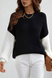 Color Block Plain Loose Pullover Sweaters
