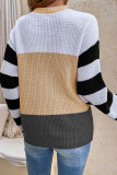 Crisscross Colorblock Splicing Stripes Sleeve Sweater