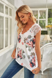 White Eyelash V Neck Floral Tank