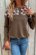 Leopard Patchwork Knitting Henley Top
