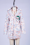 Multicolor Santa Patchwork Open Hooded Fleece Coat