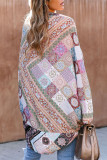 Multicolor Boho Mixed Pattern Open Front Kimono