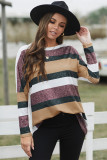 Round Neck Colorful Stripe Tunic Top