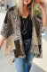 Brown Leopard Color Block Kimono Sleeve Open Front Cover Up