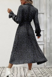 Button Down Pleated Ruffles Waistband Floral Midi Dress