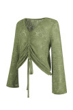 V Neck Hollow Out Bell Sleeves Sweater Unishe Wholesale