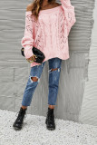 Off Shoulder Cable Knit Hollow Loose Sweater