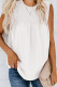 White Swiss Dot Smocked Crew Neck Tank