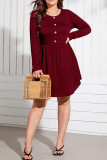 Button Down Elastic Waist Plus Size Mini Dress