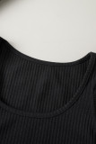 Black Ruffle Strap Ribbed Sleeveless Crop Top