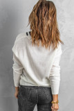 White Deep V Contrasted Neckline Knitted Sweater