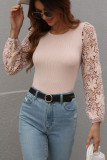 Hollow Out Lace Sleeves Knit Sweaters