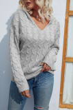 Cable Knit V Neck Hoodies Sweater