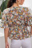 Floral Print V Neck Blouse Unishe Wholesale