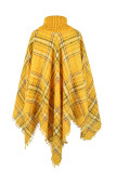 Plaid Stripes Turtleneck Cape Sweater