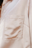 Apricot Satin Button Shirt with Pocket