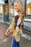 Green Square Neck Mixed Print Blouse