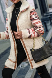 Aztec Sleeves Open Zipper Long Length Fleece Coat