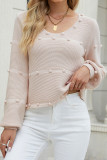 Plain U Neck Cute Cord Ball Sew In Knit Sweaters