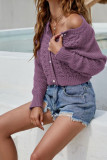 Cable Knit Button Short Cardigan