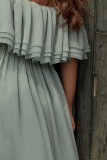 Off-the-shoulder Ruffled Maxi Dress with Split
