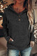 Black Heathered Print Button Snap Neck Pullover Hoodie