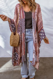 Pink Geometric Print Open Front Kimono