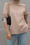 Stand Up Neck Plain Basic Pullover Sweaters