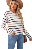 Striped Drop Sleeve Crew Neck Knit Sweater