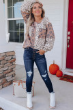 Leopard Color Block Patchwork Long Sleeve Top