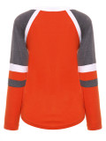 Orange Sexy Cross Ribbon Color Block Long Sleeves Shirt